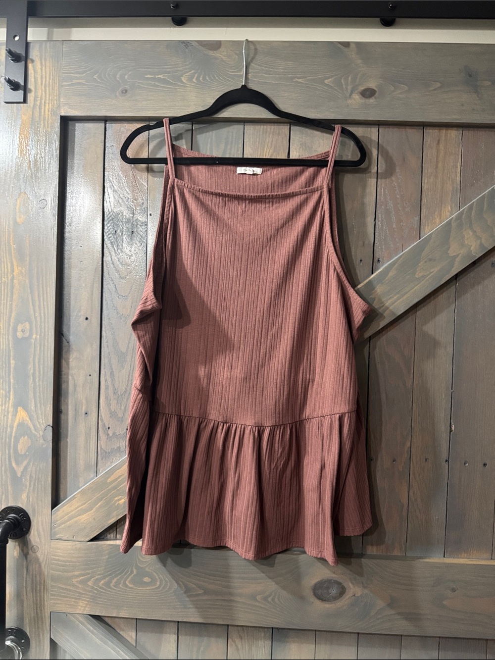 Maurices Ribbed Peplum Camisole in Rust